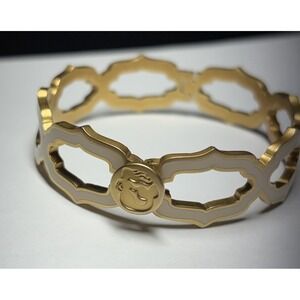 Spartina 449 Signature Cartouche Open Work Cuff Bracelet Cream Matte Gold Size 7